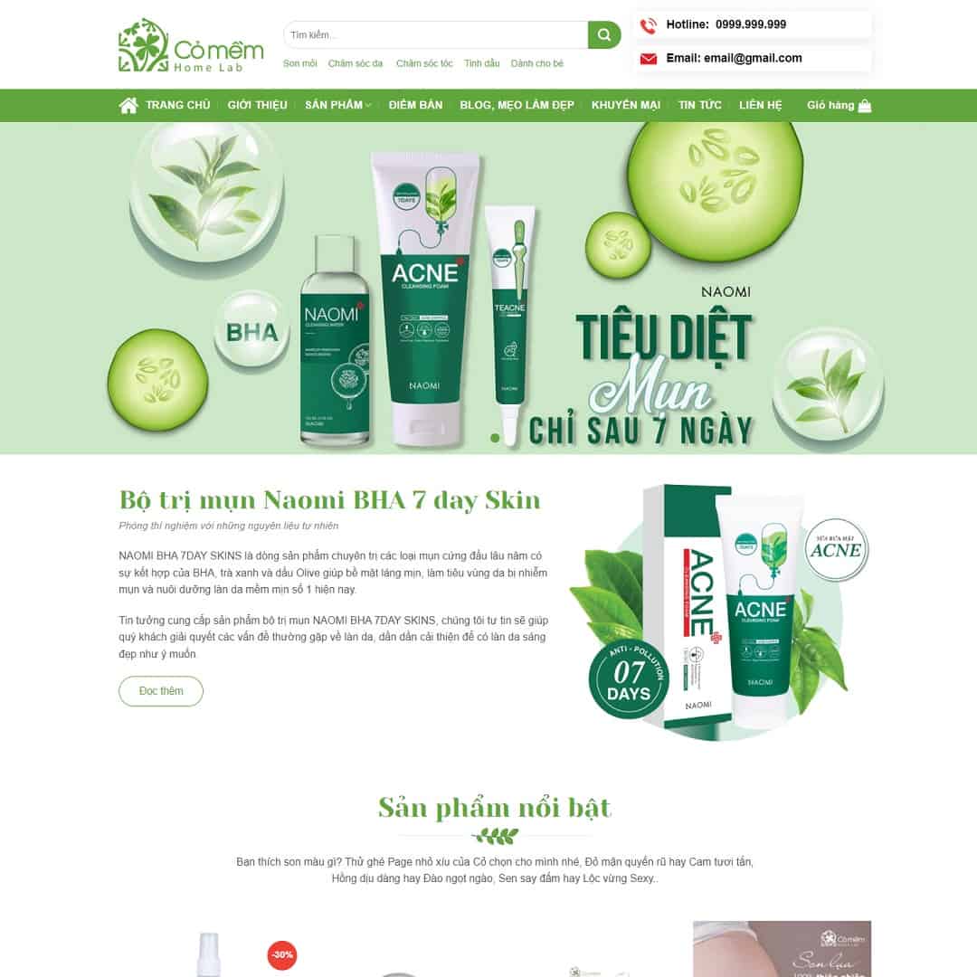 Giao Diện Website Mỹ Phẩm, Trị Mụn